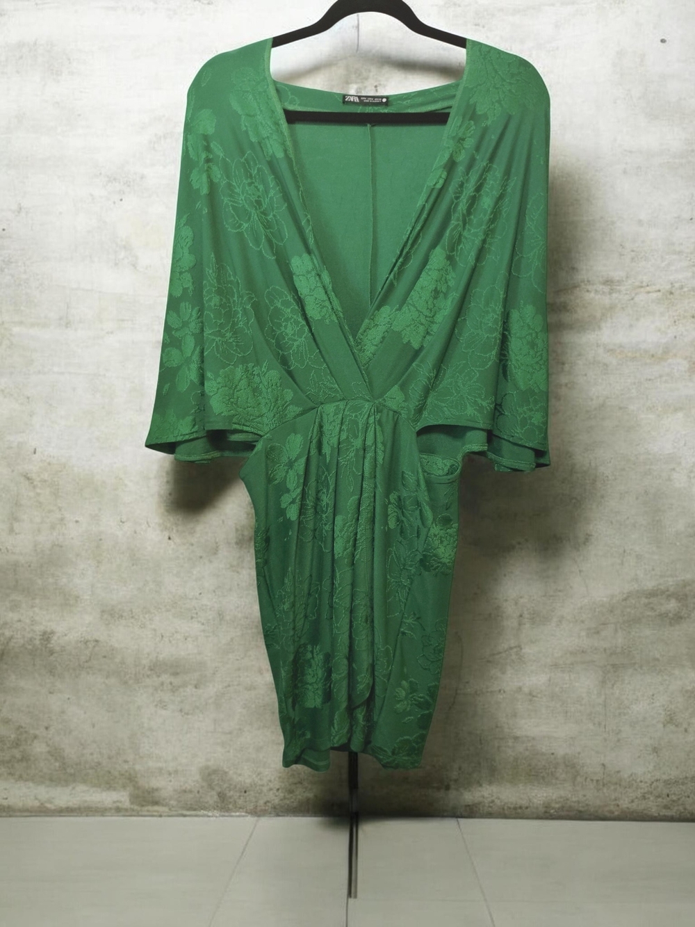 Zara Emerald Green Floral Lace Wrap Dress